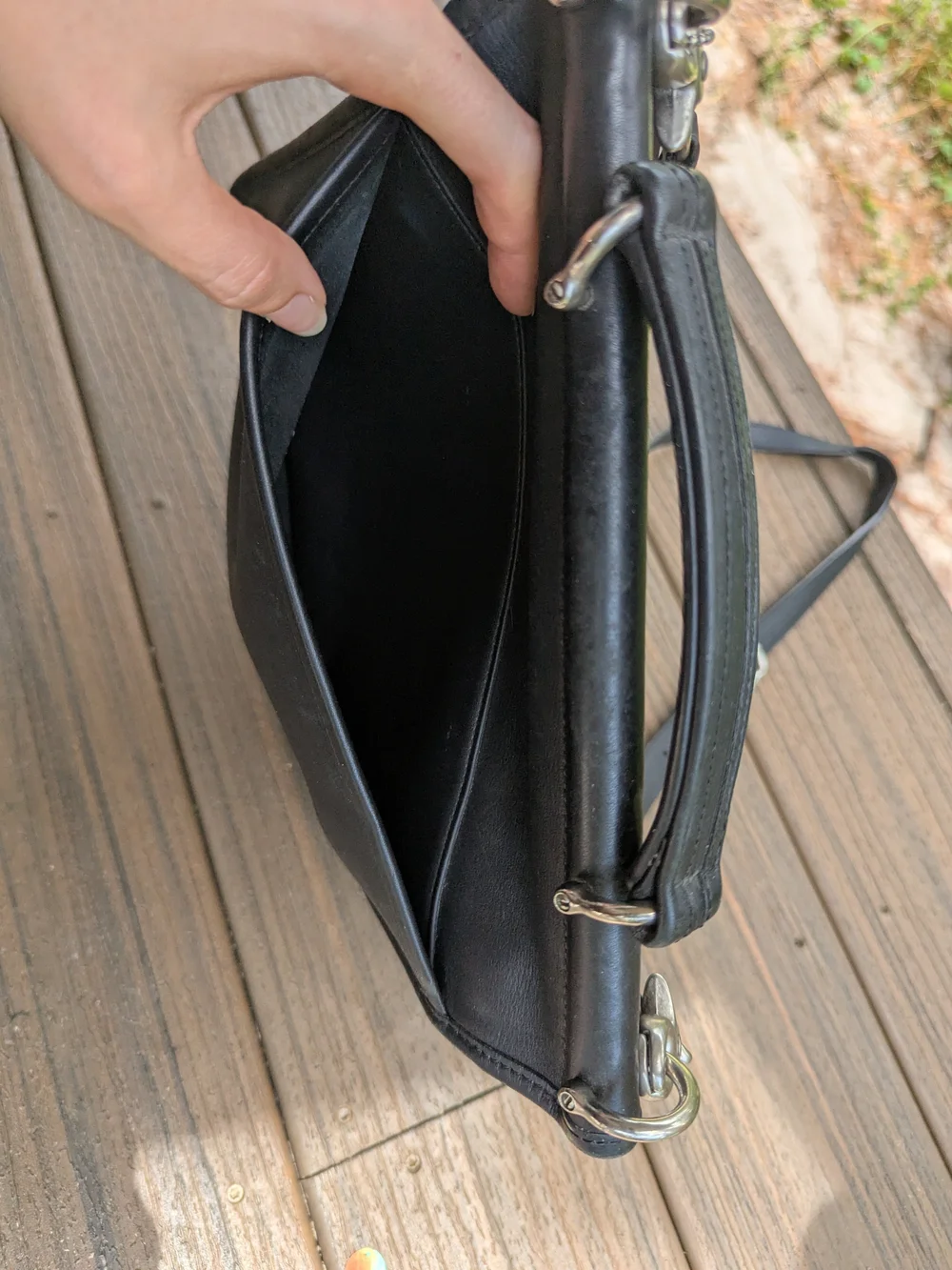 Coach Black Leather Messenger Bag with Top Handle